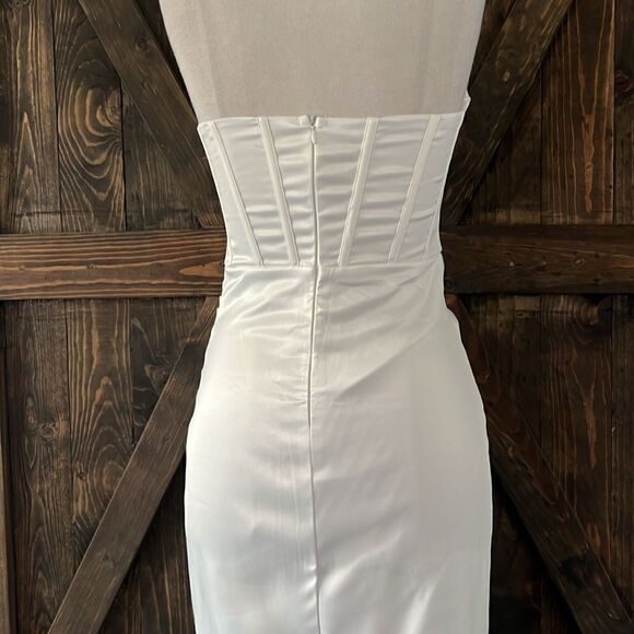 NWT KUTUMAI Cowl Neck Satin Corset Dress Strapless Tube Top Split Party Cocktail - Picture 11 of 16